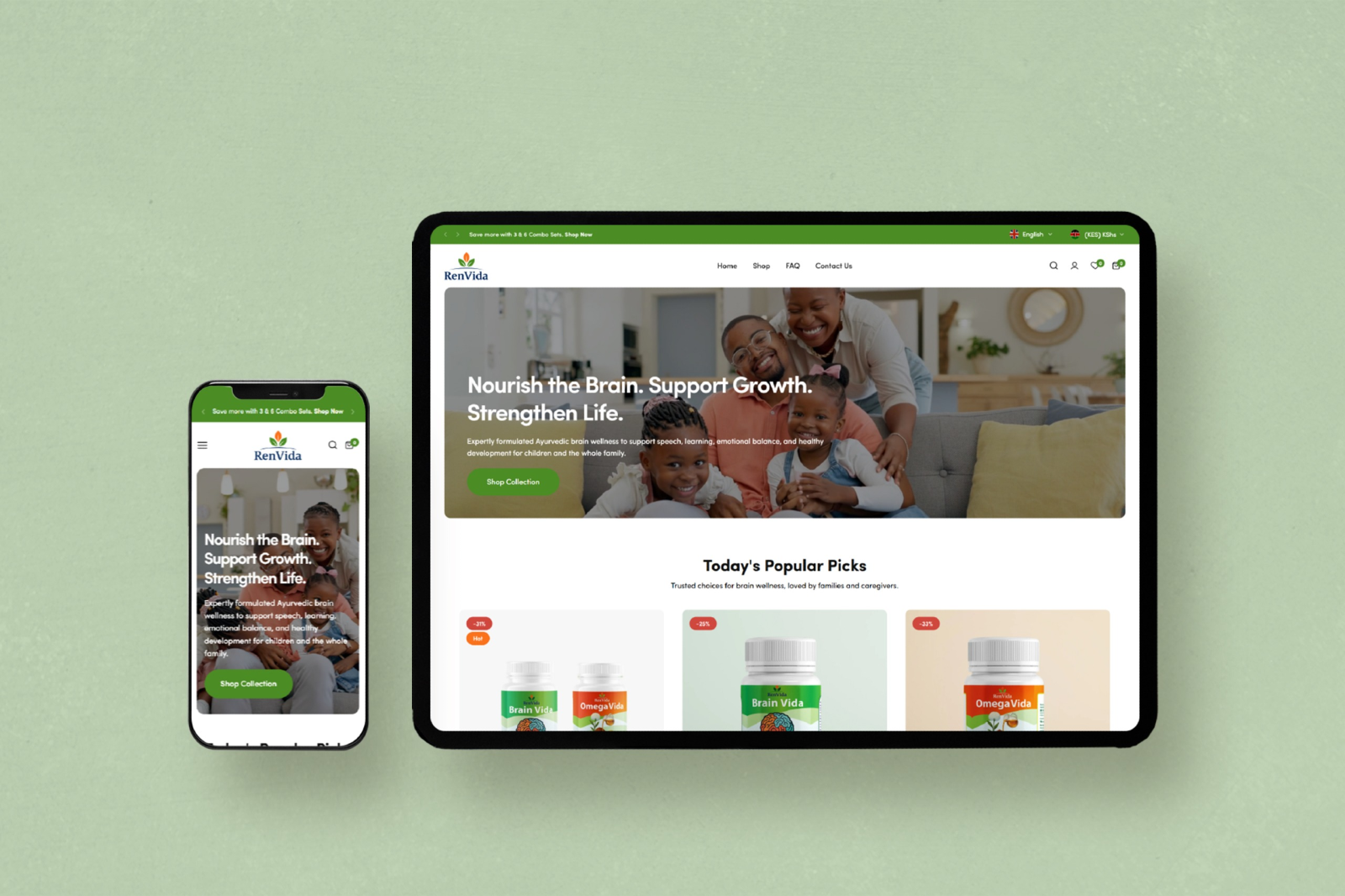 E-commerce website design with product catalogue and checkout