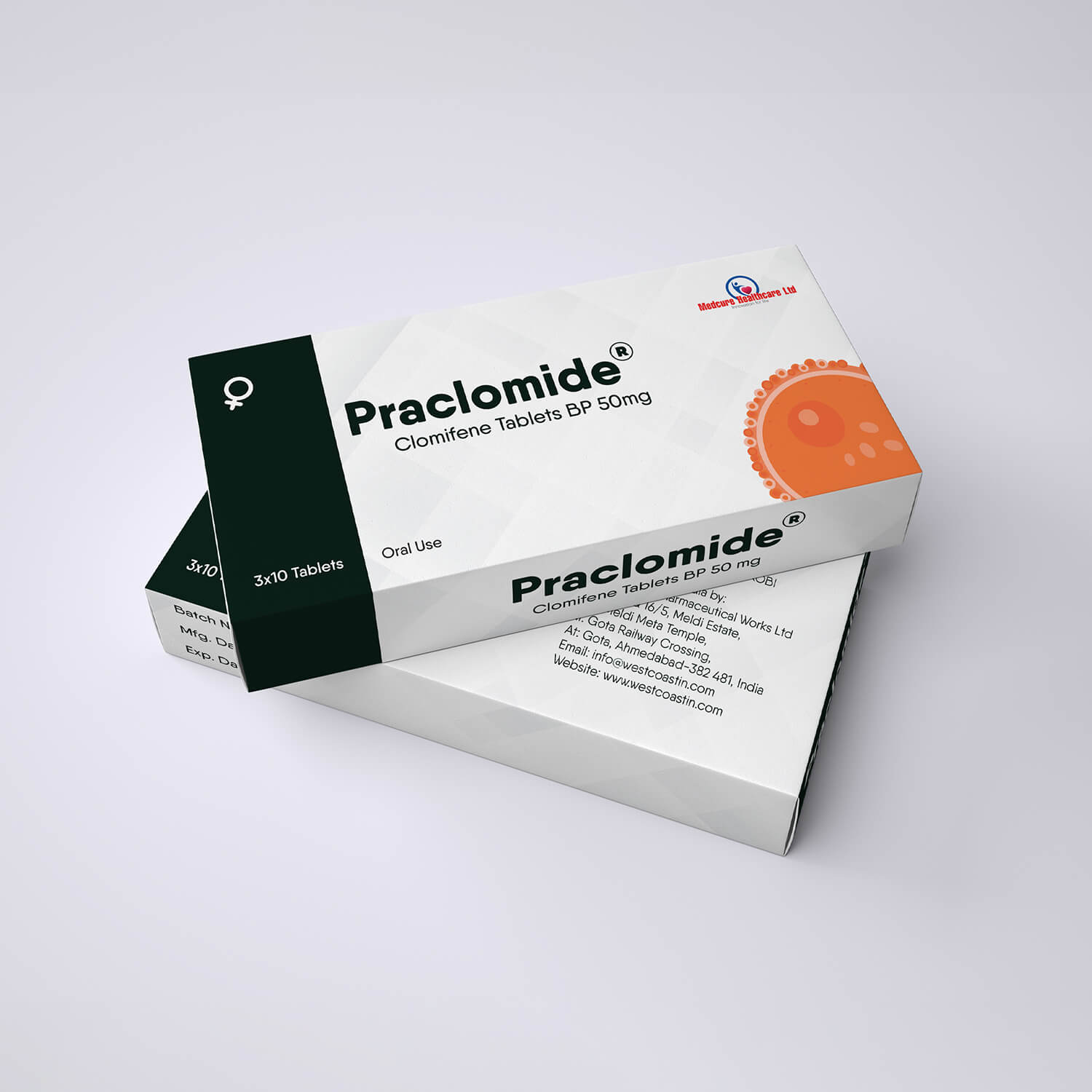 Praclomide Pills Box Packaging Design 1