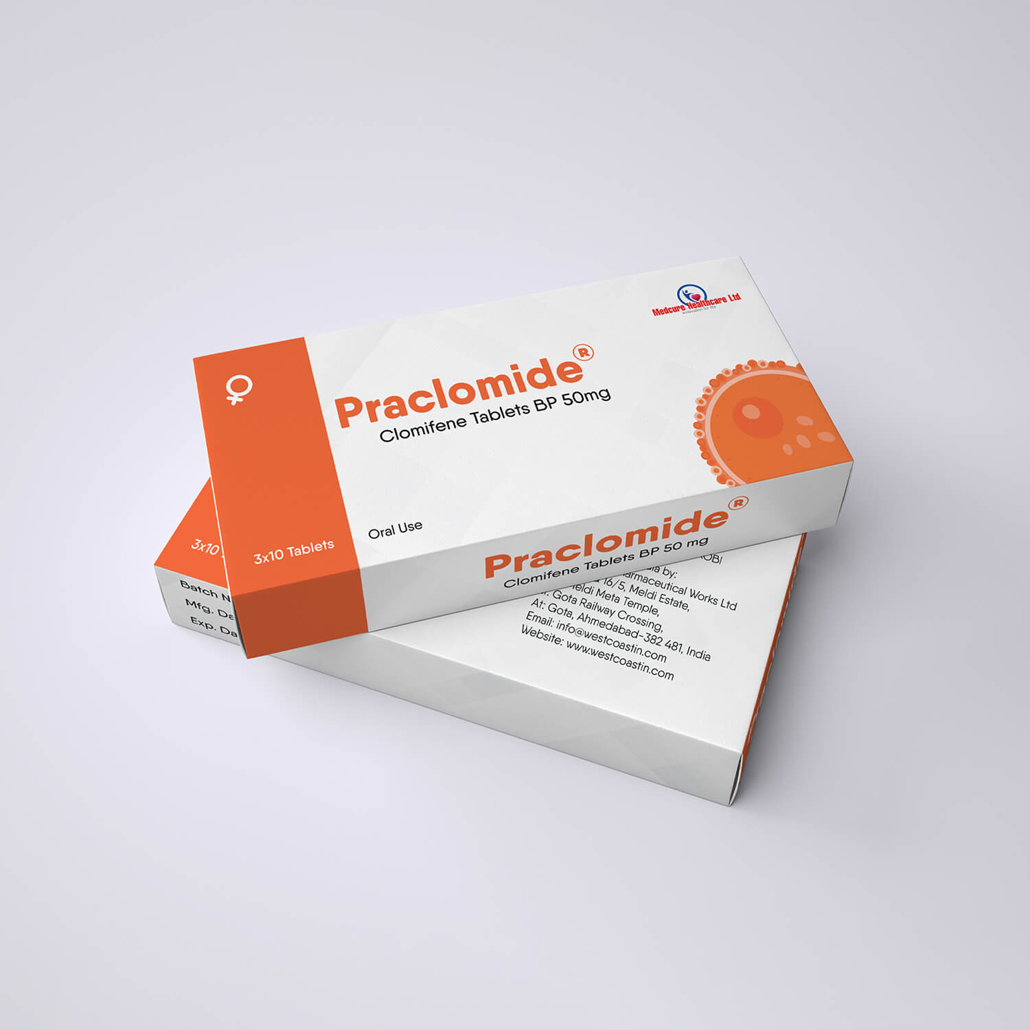Praclomide Pills Box Packaging Design