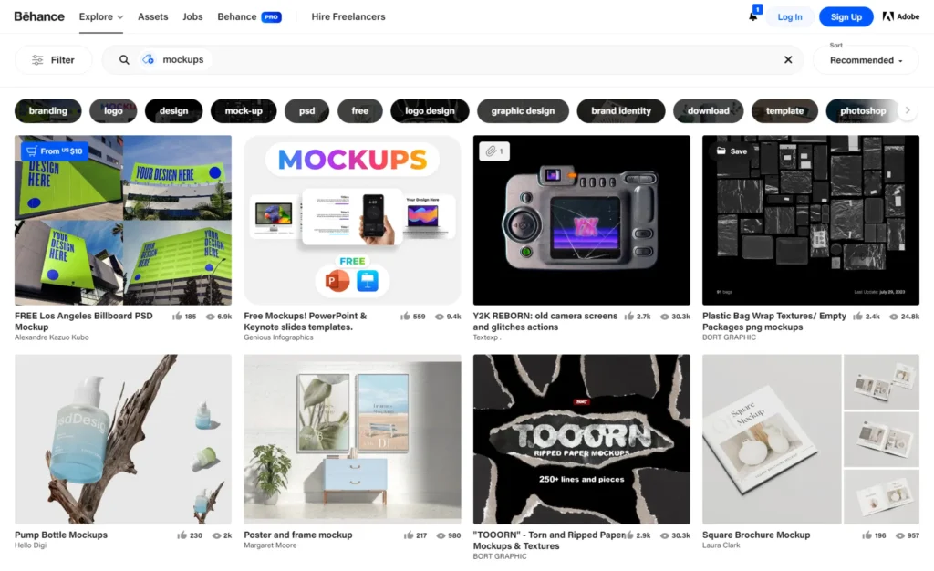 Behance - Free Mockup Websites for Designers