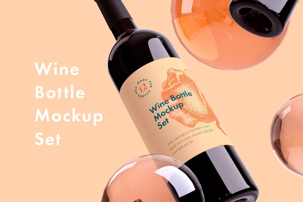 Free Sample Wine Bottle - Free Wine Bottle PSD Mockups Mockup