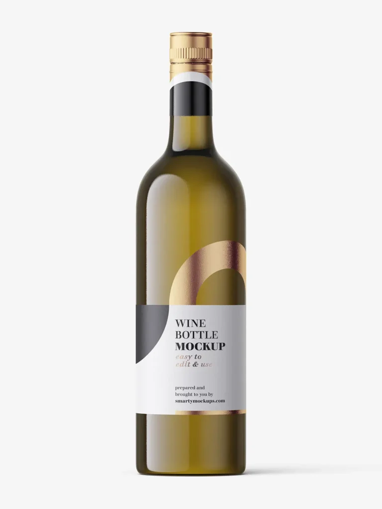 Free white wine in dark bottle mockup - Free Wine Bottle PSD Mockups