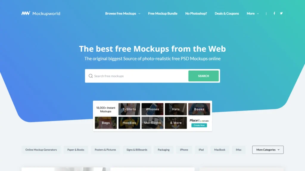 Mockup World - Free Mockup Websites for Designers