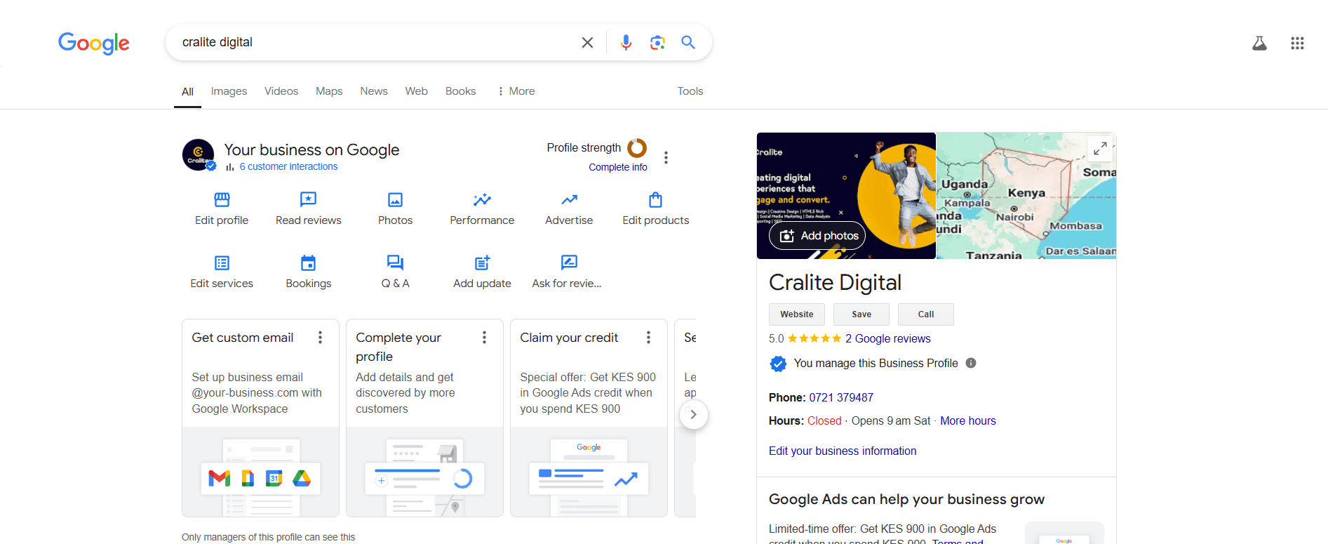 Sample of a Google Business Profile