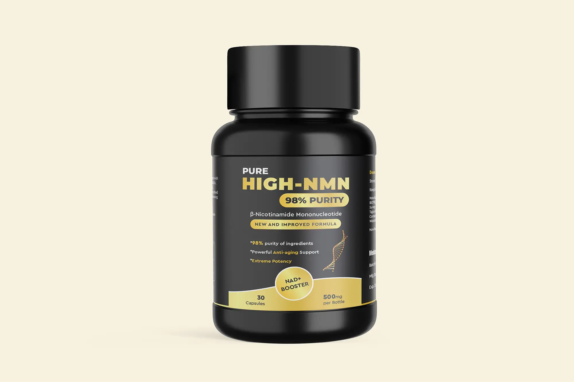 High NMN Supplement Bottle Label Design