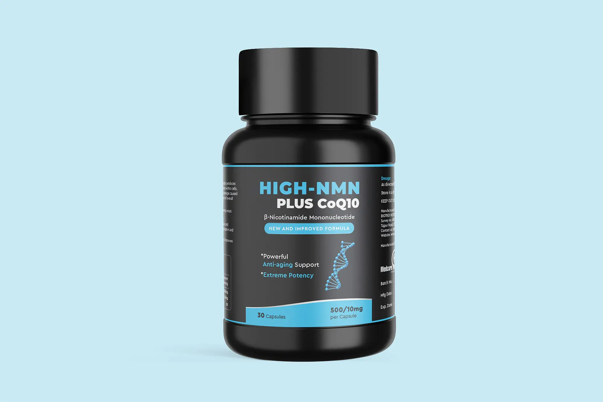 High NMN Supplement Bottle Label Design