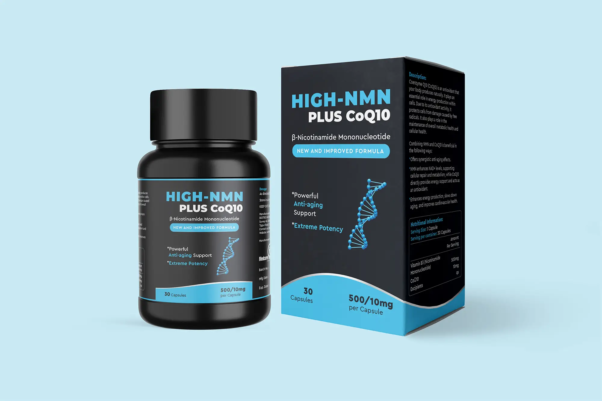 High NMN Supplement Bottle Label Design